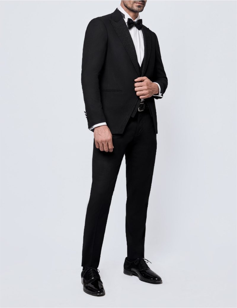 JK35SF18M019-Black-081-3 Tuxedo suit with a textured lapel