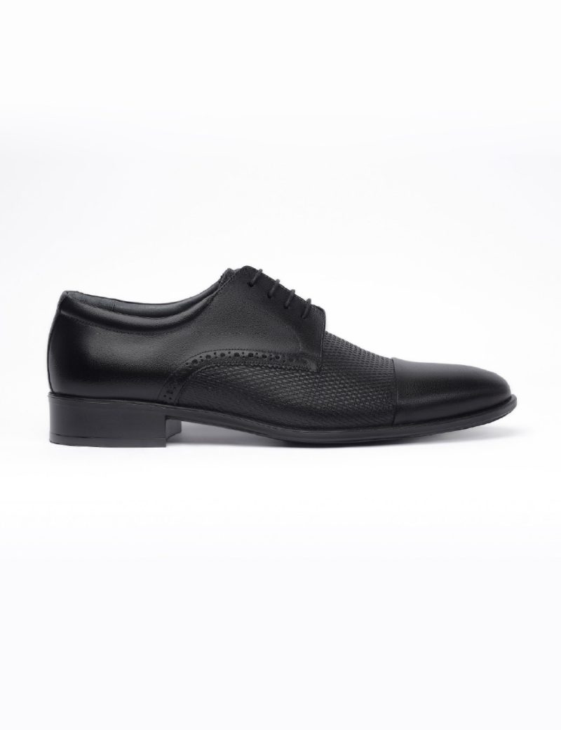 JK36KL14M047-Black-001-1 Men's derby semi-textured shoes