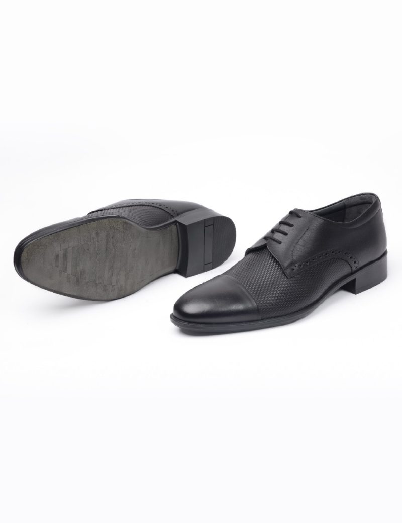 JK36KL14M047-Black-001-6 Men's derby semi-textured shoes