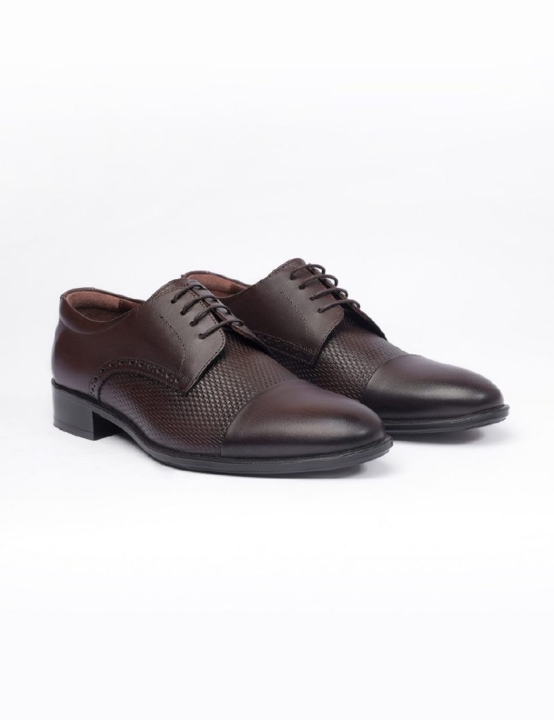 JK36KL14M047-Dark-brown-016-3 Men's derby semi-textured shoes