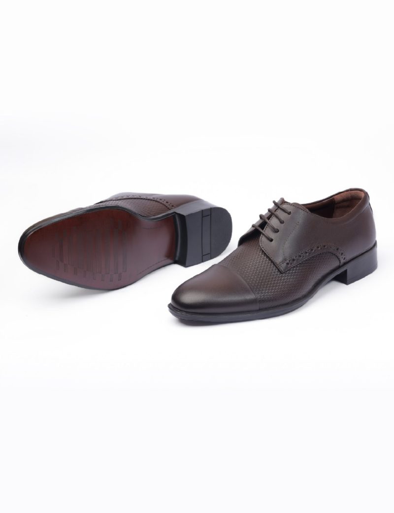 JK36KL14M047-Dark-brown-016-5 Men's derby semi-textured shoes