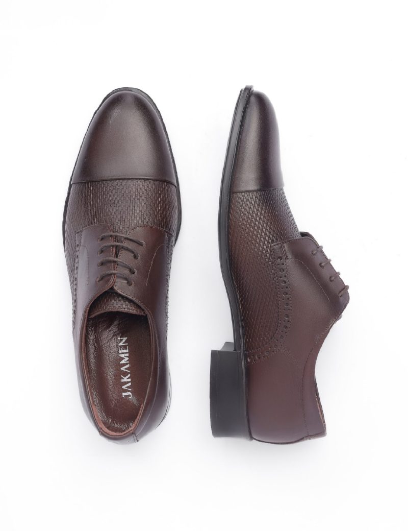 JK36KL14M047-Dark-brown-016-6 Men's derby semi-textured shoes