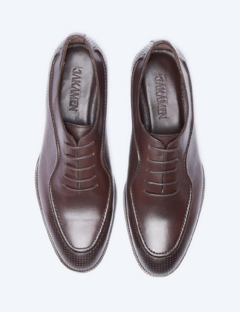 JK37KL14M007-Dark-brown-016-5 Men's oxford semi textured and comfy shoes