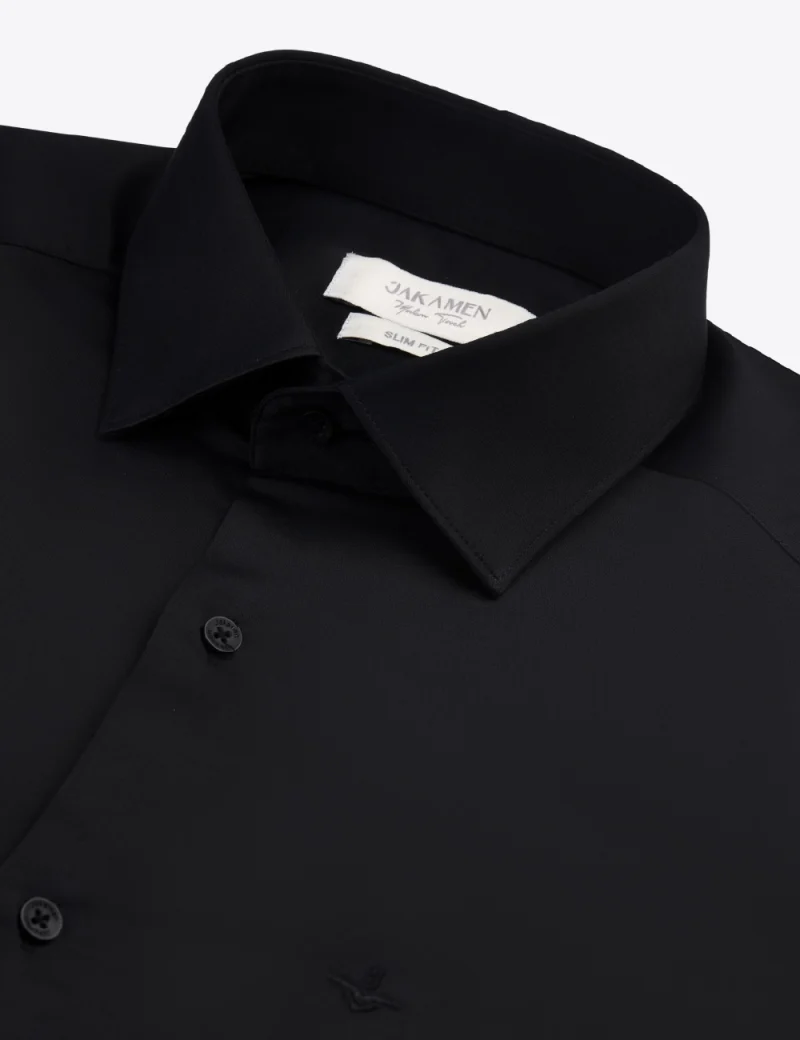 JK37SF01M062-Black-001-2 Black Slim Fit Cufflinks Shirt