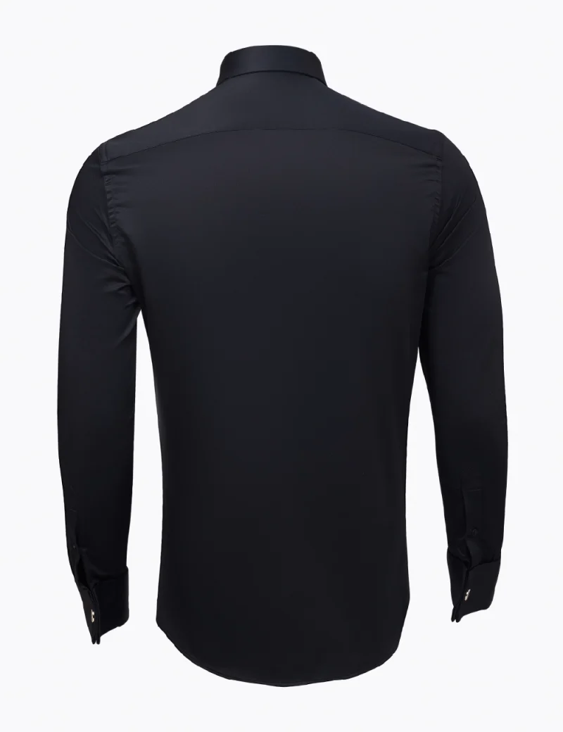 JK37SF01M062-Black-001-4 Black Slim Fit Cufflinks Shirt