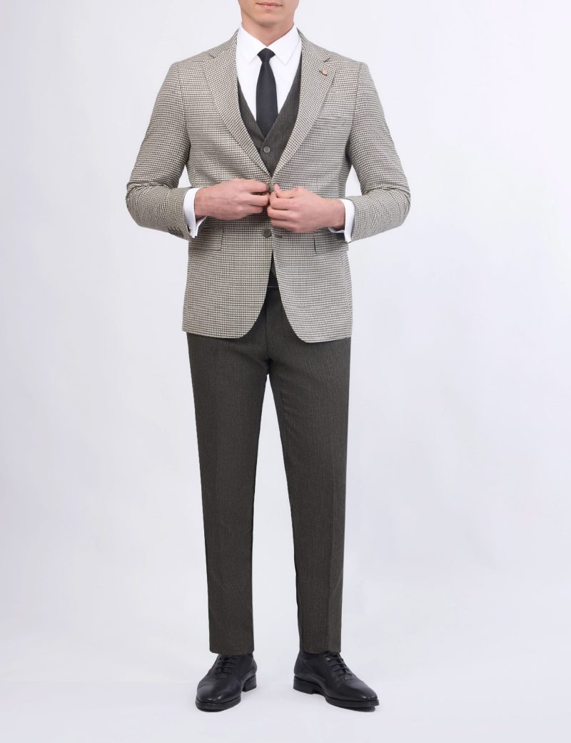 JK37SF02M014-Olive-523-1 Slim-Fit 3-Piece Mismatched Suit