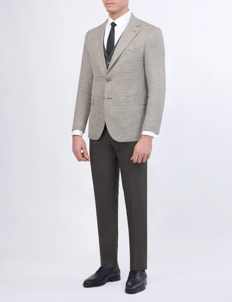 JK37SF02M014-Olive-523-2 Slim-Fit 3-Piece Mismatched Suit