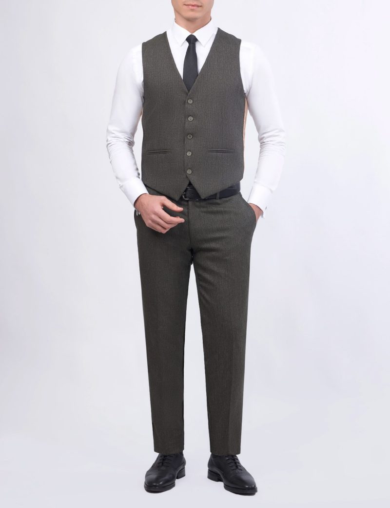 JK37SF02M014-Olive-523-6 Slim-Fit 3-Piece Mismatched Suit