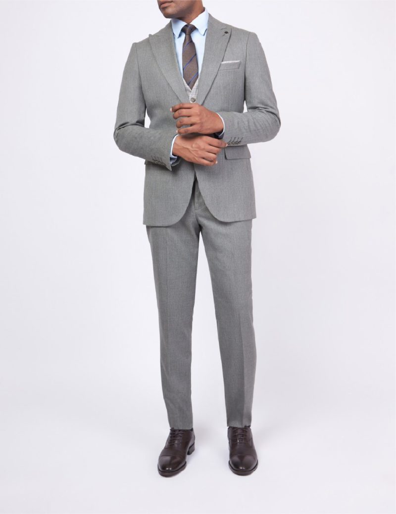 JK37SF02M059-Olive-523-1 Slim Fit 3-Piece Combined Suit