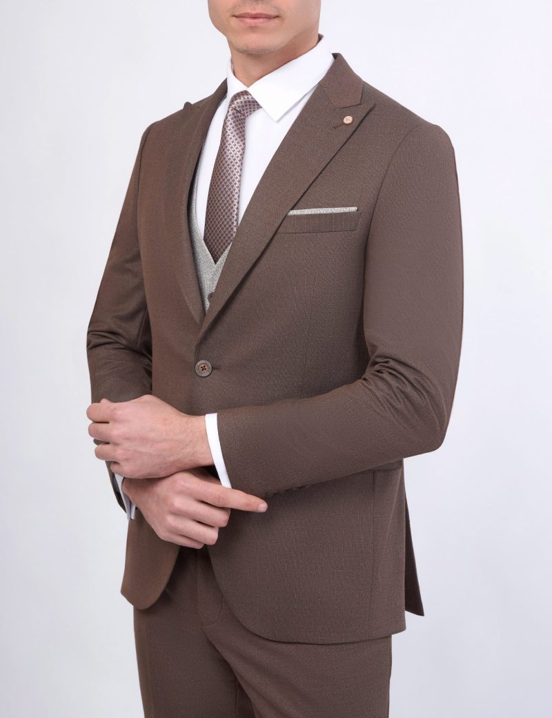 JK37SF02M059Brown-016-4 Slim Fit 3-Piece Combined Suit