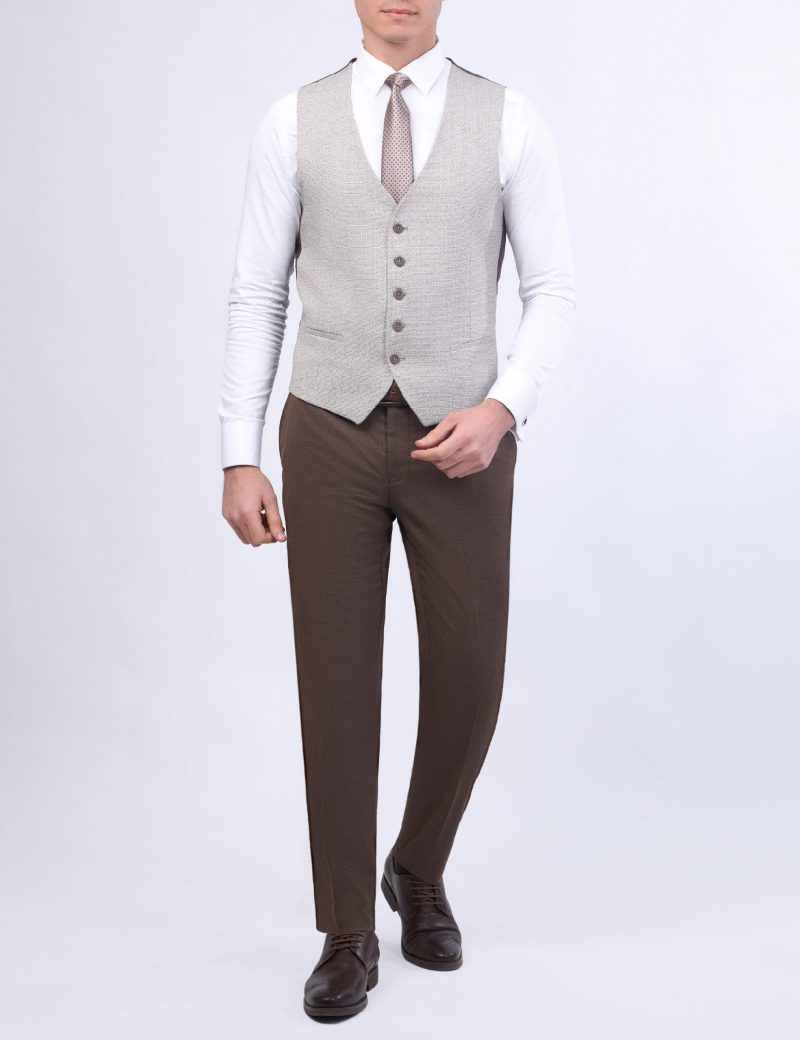 JK37SF02M059Brown-016-6 Slim Fit 3-Piece Combined Suit