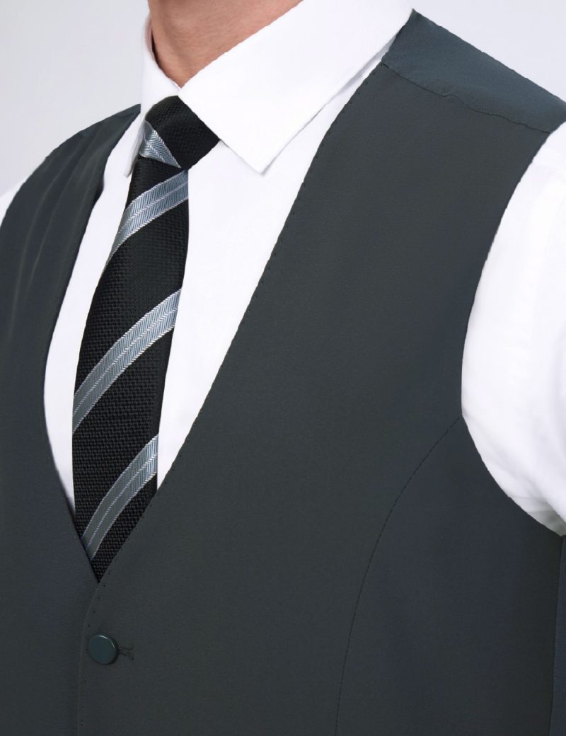 JK37SF02M096-Olive-014-7 Slim-Fit 3-Piece Suit with Identical Vest