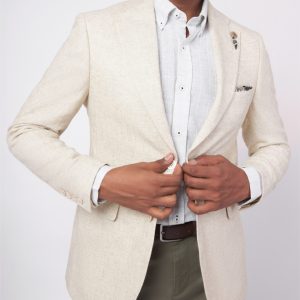 Slim-Fit Men's Twill Linen Blazer