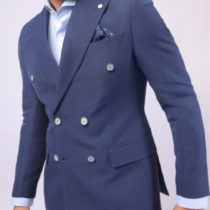 Double Breasted Slim-Fit Linen blazer