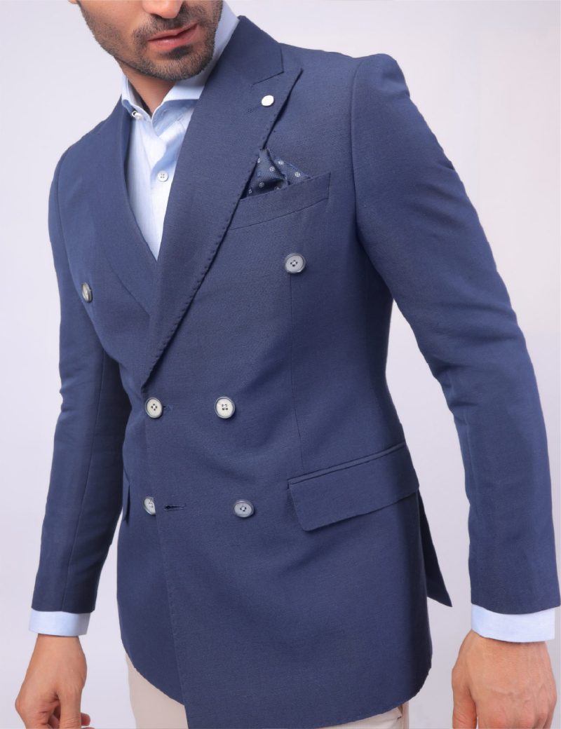JK37SF04M047-Navy-019-1-1 Double Breasted Slim-Fit Linen blazer