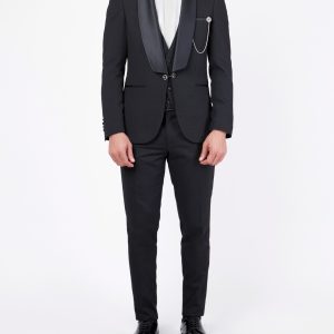 Tuxedo suit with a satin lapel