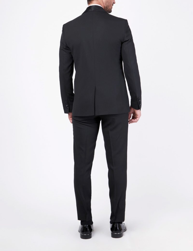 Slim-Fit Tuxedo Suit with Shawl Satin Lapel & Double-Breasted Vest
