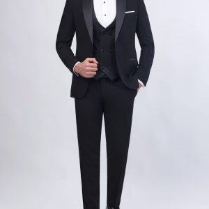 Tuxedo Suit with Shawl Satin Lapel & Double-Breasted Vest