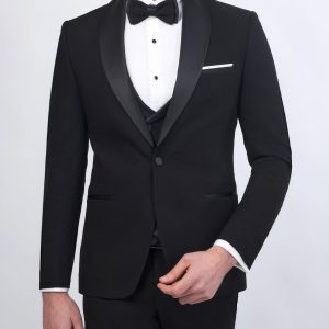 Tuxedo Suit with Shawl Satin Lapel & Double-Breasted Vest