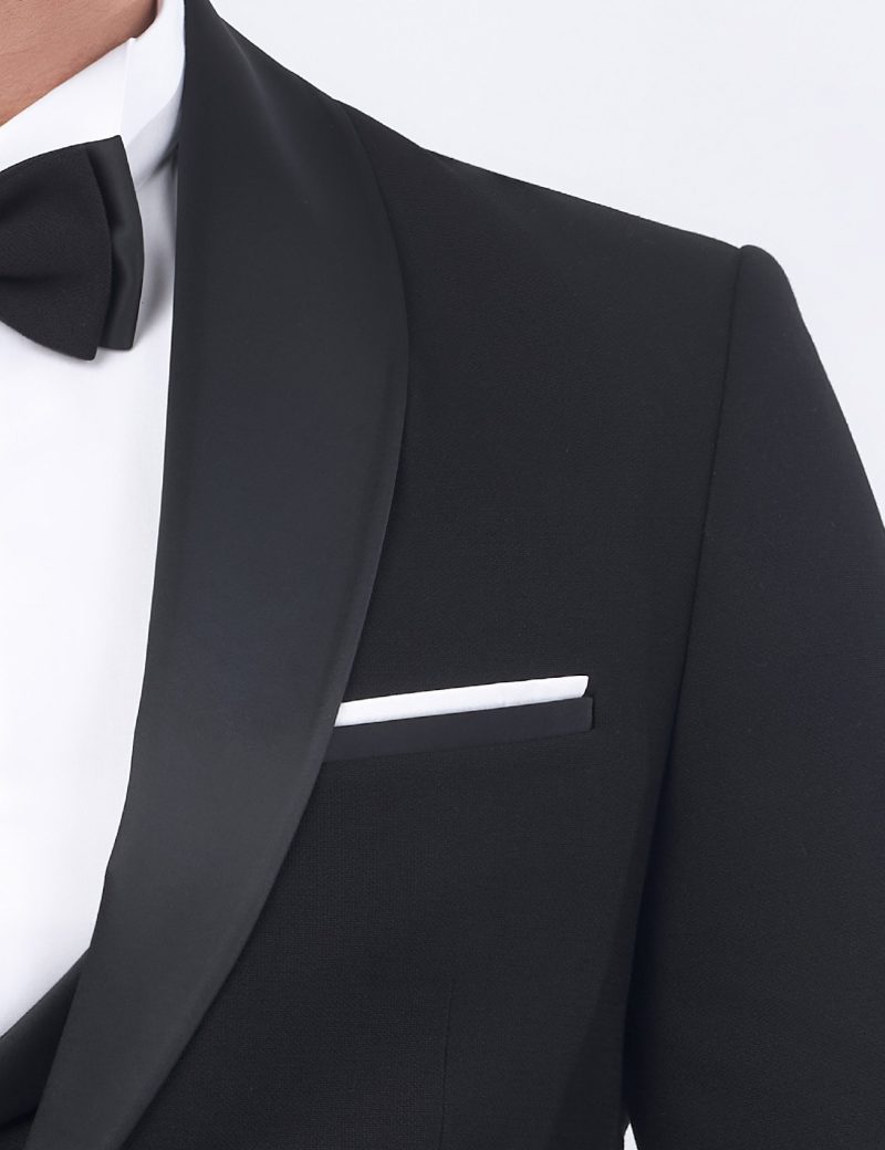 JK37SF18M075-Black-001-5 Tuxedo Suit with Shawl Satin Lapel & Double-Breasted Vest