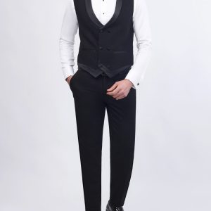 Tuxedo Suit with Shawl Satin Lapel & Double-Breasted Vest