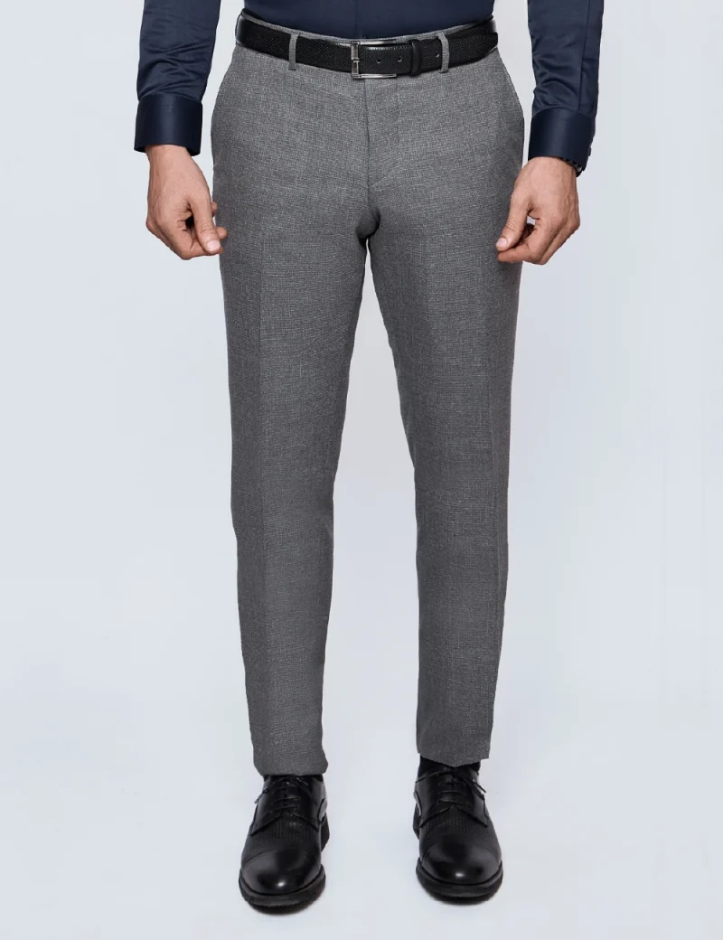 JK38RF03M004-Grey-014-1 Formal Textured Pants
