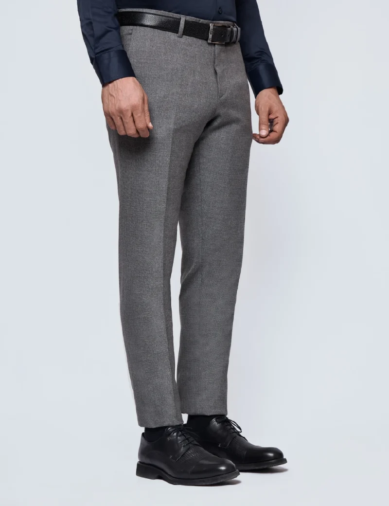JK38RF03M004-Grey-014-2 Formal Textured Pants