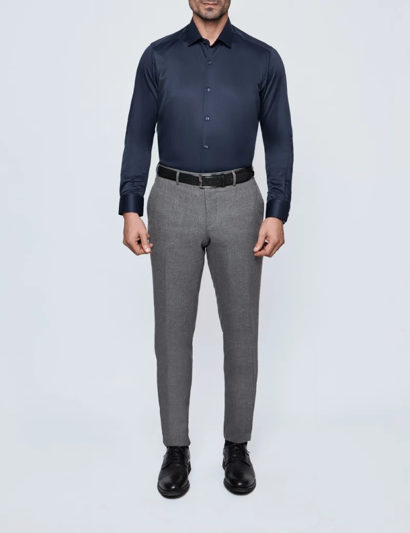 JK38RF03M004-Grey-014-3 Formal Textured Pants