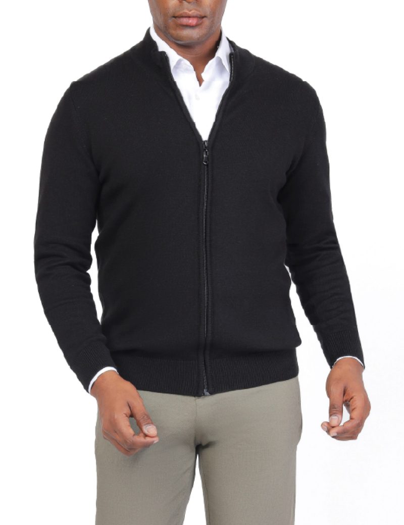 JK38RF06M002-Black-001-1 Men's Classic Plain Pullover