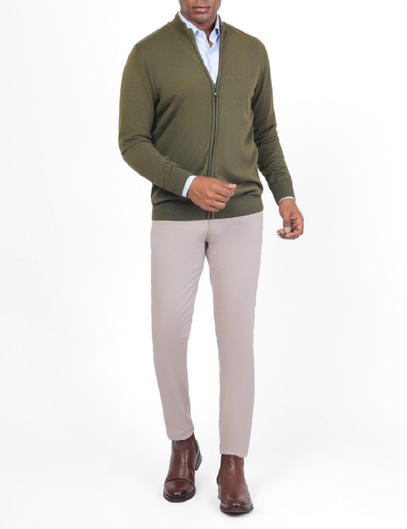 JK38RF06M002-Olive-107-2 Men's Classic Plain Pullover