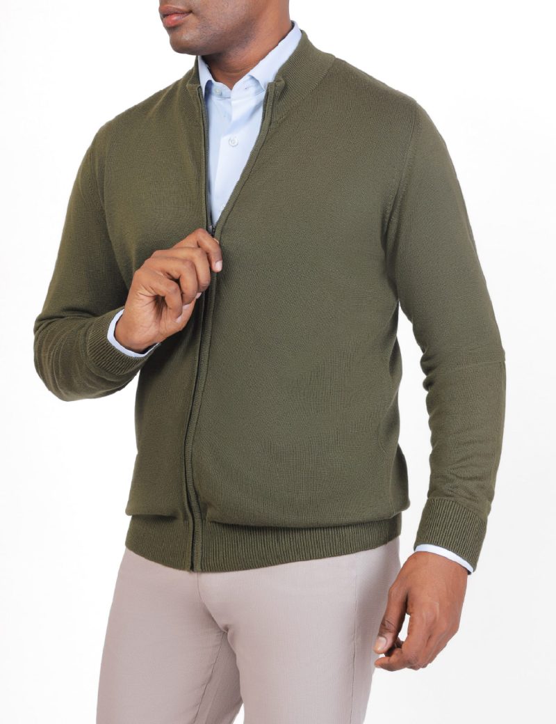 JK38RF06M002-Olive-107-3 Men's Classic Plain Pullover