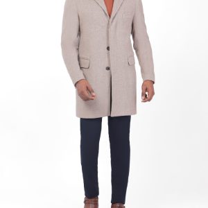 Regular-Fit Wool Coat with Pick Stitching