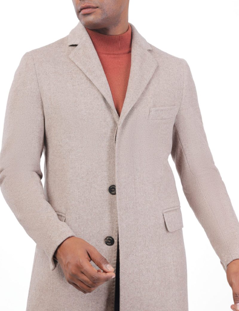 JK38RF10M019-Beige-899-3 Regular-Fit Wool Coat with Pick Stitching