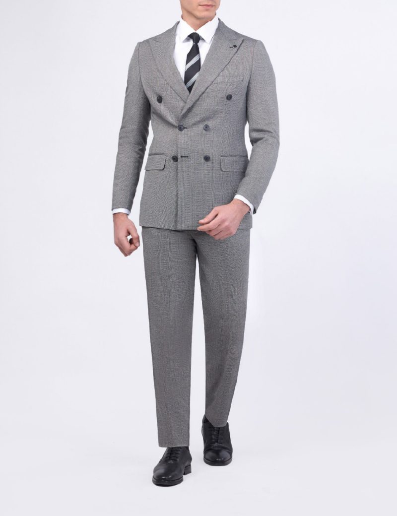 JK38SF02M103-Grey-001-1 Double Breasted Slim-Fit 2-Piece Suit