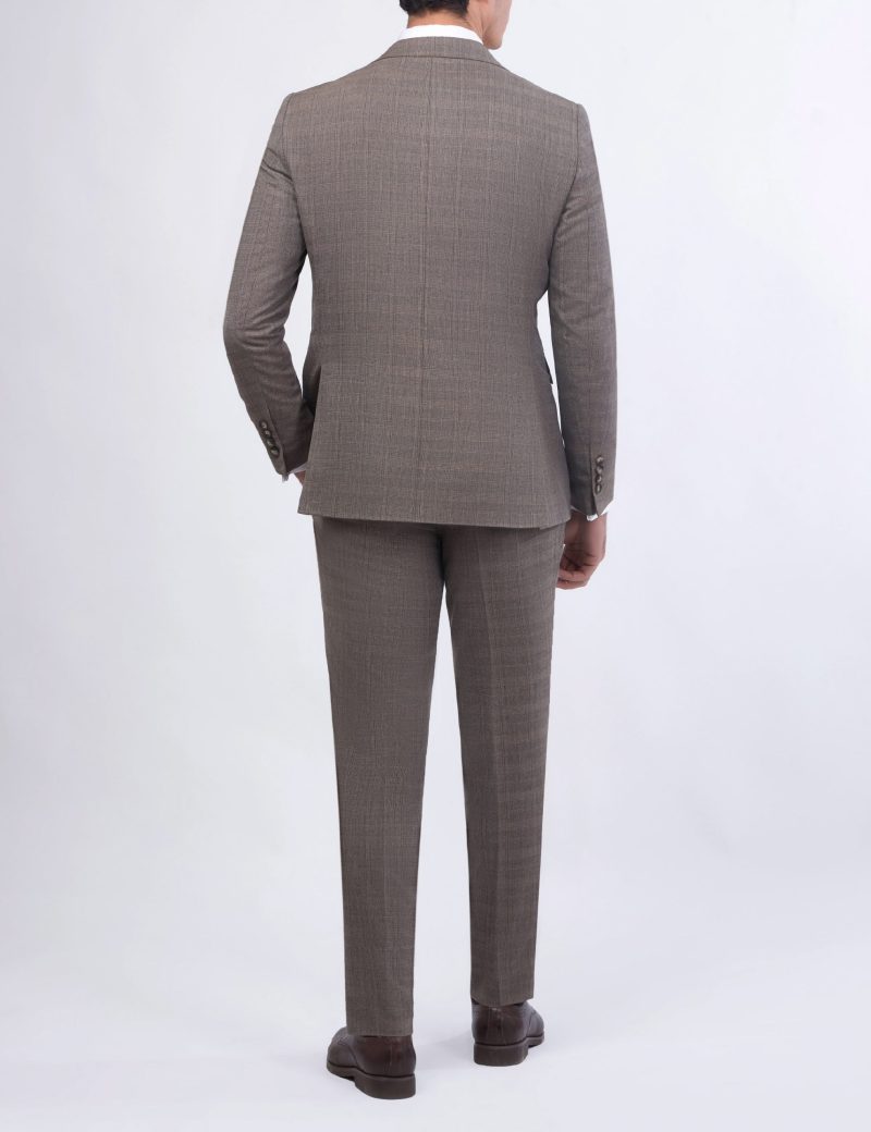 JK38SF02M105-Coffee-016-3 Checked Slim-Fit 3-Piece Classic Suit