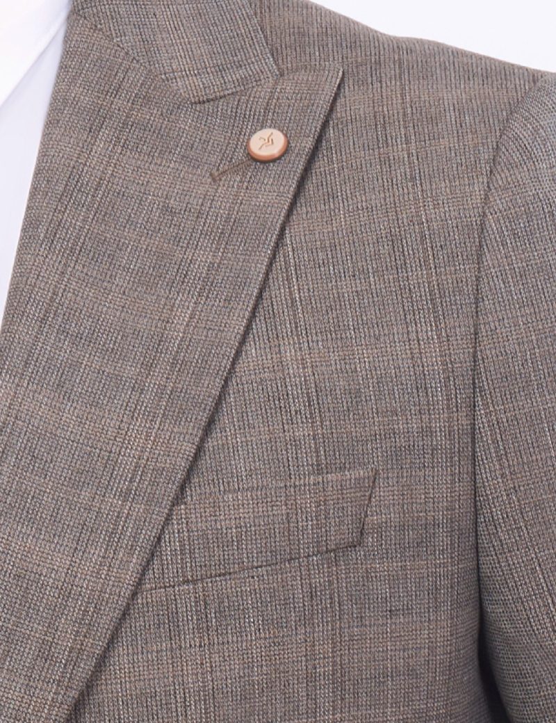 JK38SF02M105-Coffee-016-5 Checked Slim-Fit 3-Piece Classic Suit