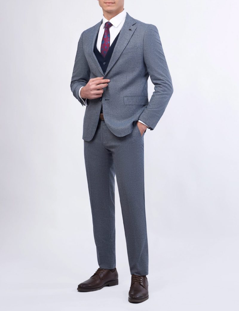 JK38SF02M106-Blue-002-3 Combined 3-Piece Slim Fit Suit