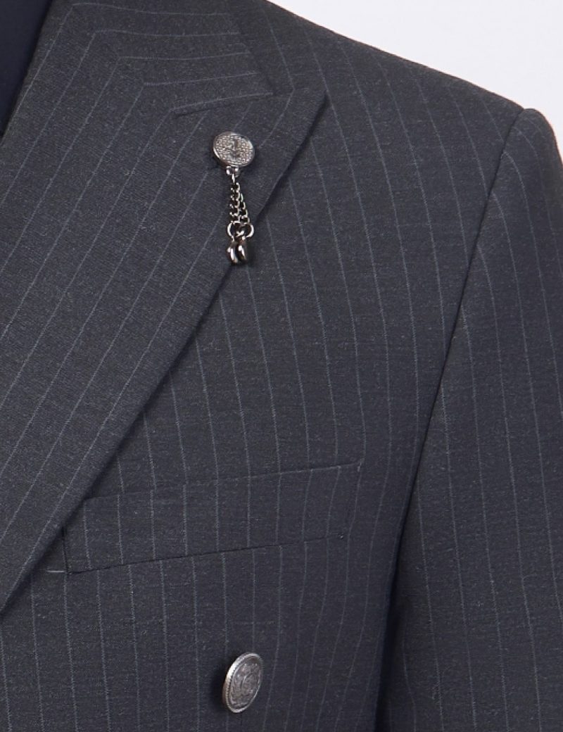 JK38SF02M161-Dark-grey-044-5 Double Breasted Slim-Fit 2-Piece Striped Suit