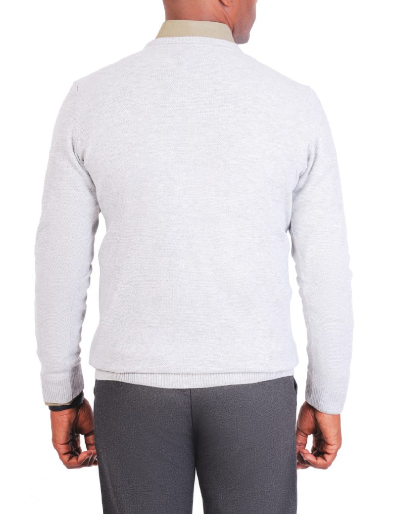 JK38SF06M021-Light-grey-005-5 Textured Pullover with a Round Neck