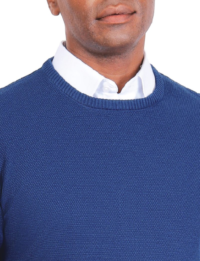 JK38SF06M021-Navy-046-4 Textured Pullover with a Round Neck