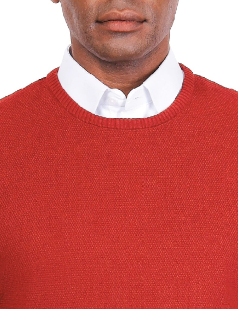 JK38SF06M021-Rust-brown-059-4 Textured Pullover with a Round Neck