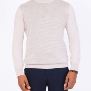 Striped Pullover with a High Neck