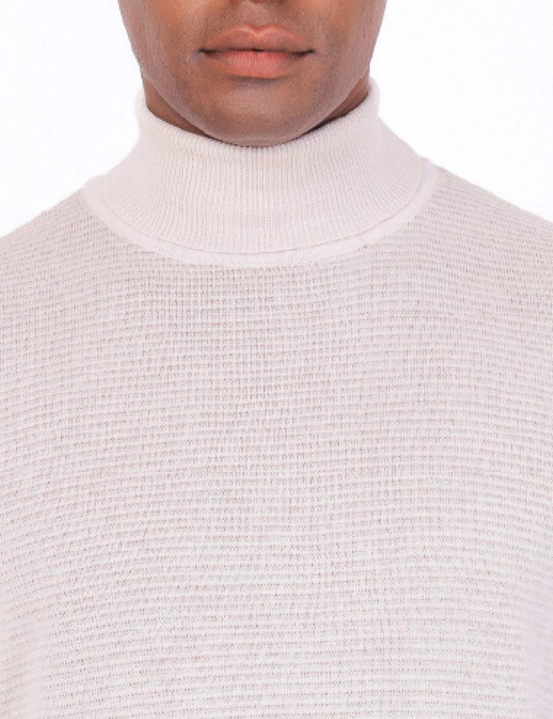 JK38SF06M029-Beige-028-3 Striped Pullover with a High Neck
