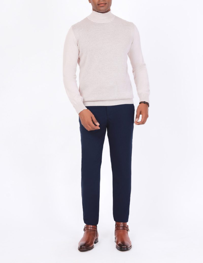 JK38SF06M029-Beige-028-5 Striped Pullover with a High Neck