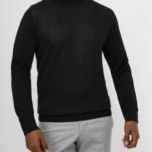 Striped Pullover with a High Neck
