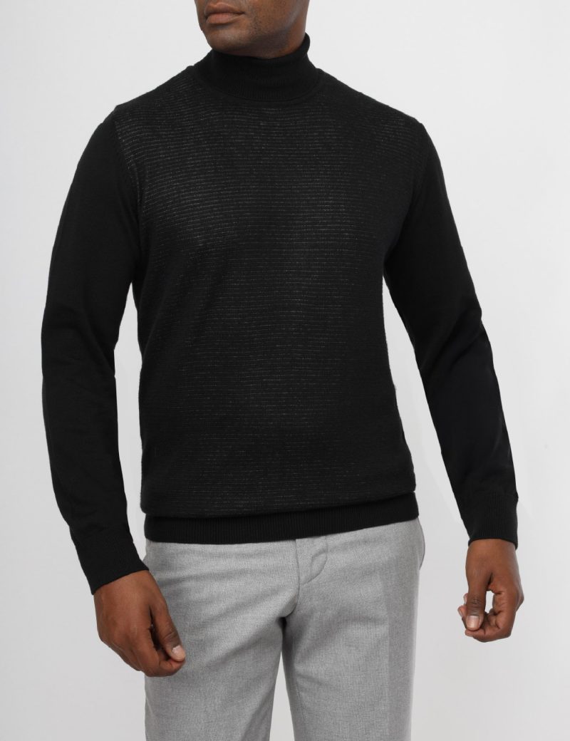 Striped Pullover with a High Neck