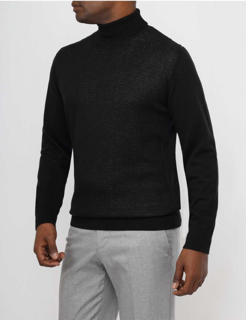 Striped Pullover with a High Neck