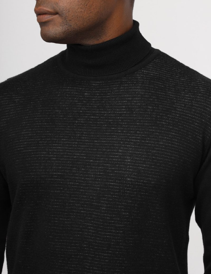 Striped Pullover with a High Neck