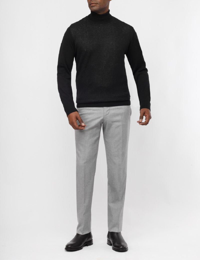 Striped Pullover with a High Neck
