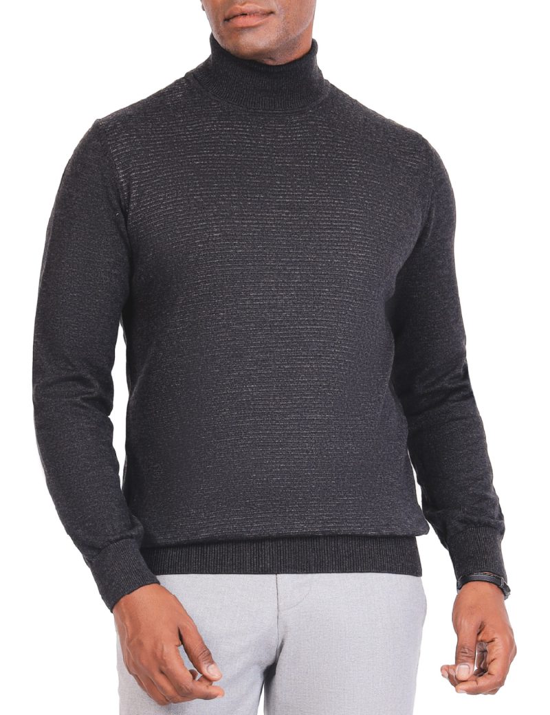 JK38SF06M029-Dark-grey-014-1 Striped Pullover with a High Neck